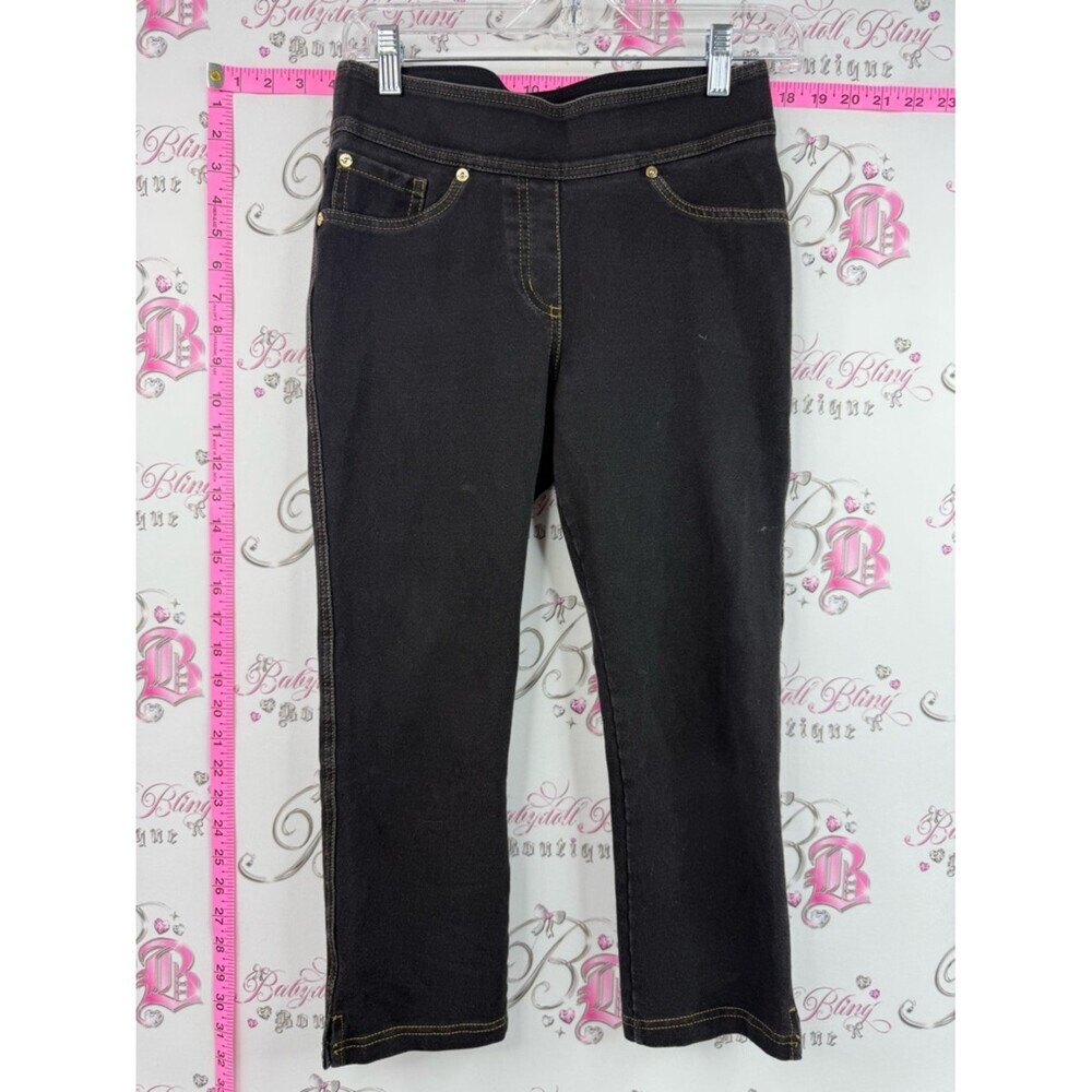 Nygard capri pants stretchy Black Women's Pull-On Jeggings gold hardware